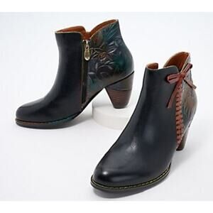 L'Artiste x Jane & Coco Leather Ankle Boots Allurable Black Women’s Size 8